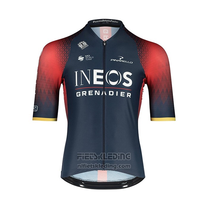 2022 Fietskleding Ineos Grenadiers Diep Blauw Rood Korte Mouwen en Koersbroek